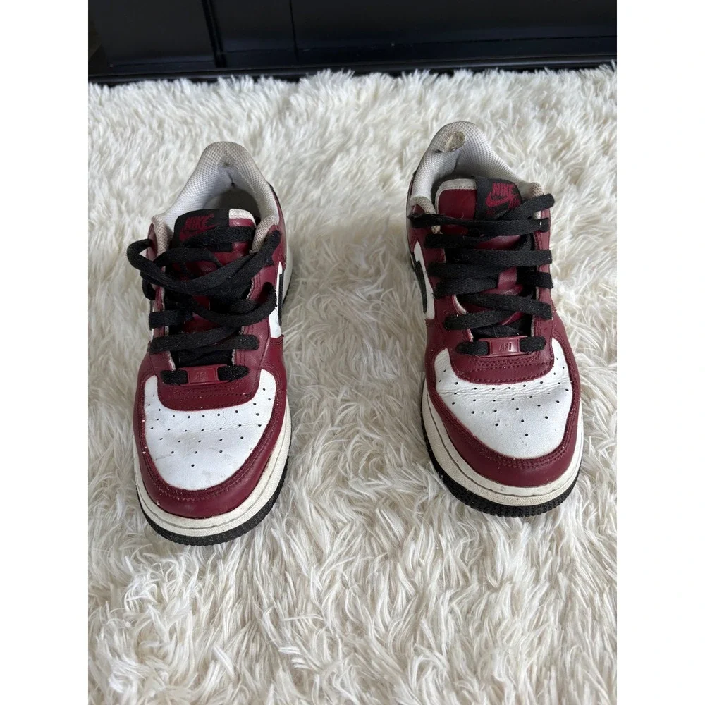 Nike Air Force 1 AF1 Burgundy Red Black White Low Top Sneakers‎ Shoes 6.5
